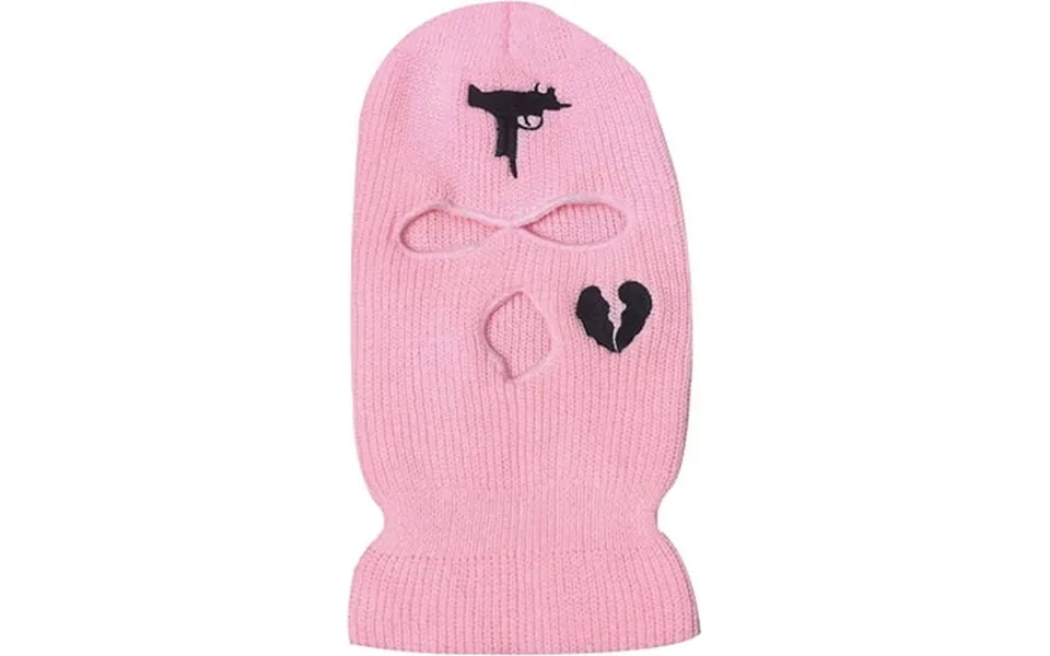 Grnshts 3-hole Full Face Cover Thermal Knit Ski Mask Winter Balaclava Cap For Outdoor Sports Pink