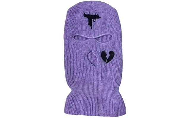 Grnshts 3-hole Full Face Cover Thermal Knit Ski Mask Winter Balaclava Cap For Outdoor Sports Purple product image