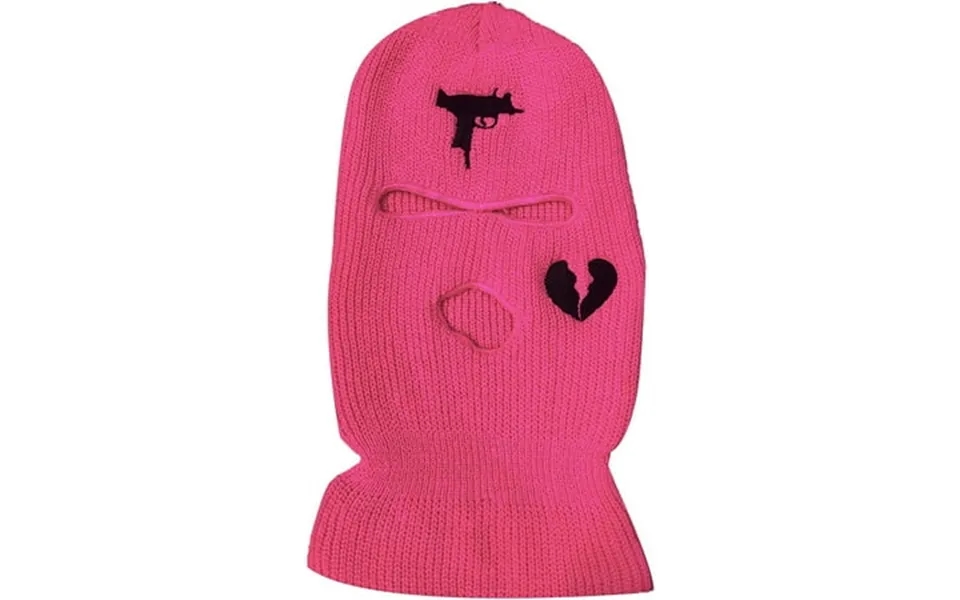 Grnshts 3-hole Full Face Cover Thermal Knit Ski Mask Winter Balaclava Cap For Outdoor Sports Rose Red