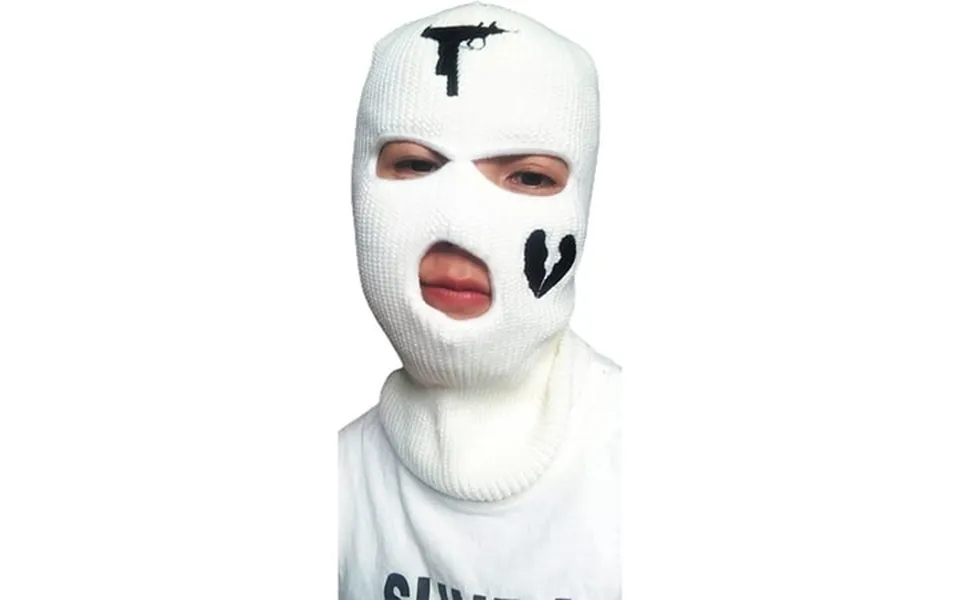 Grnshts 3-hole Full Face Cover Thermal Knit Ski Mask Winter Balaclava Cap For Outdoor Sports White