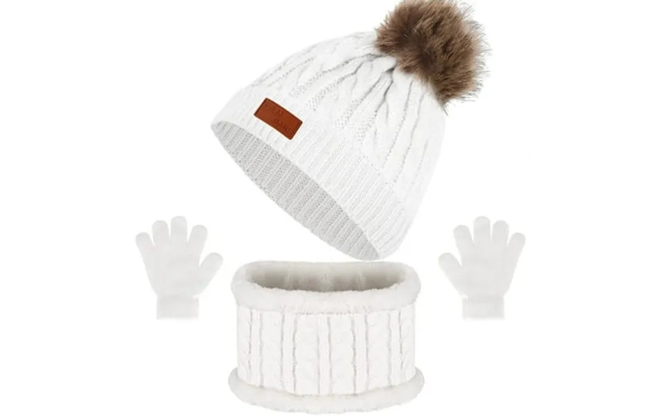 Grnshts Kids Hat Scarf Gloves Set 3pcs Kids Winter Beanie Hat Scarf Gloves Set With Knit Thick Warm Fleece Lined For 1-6