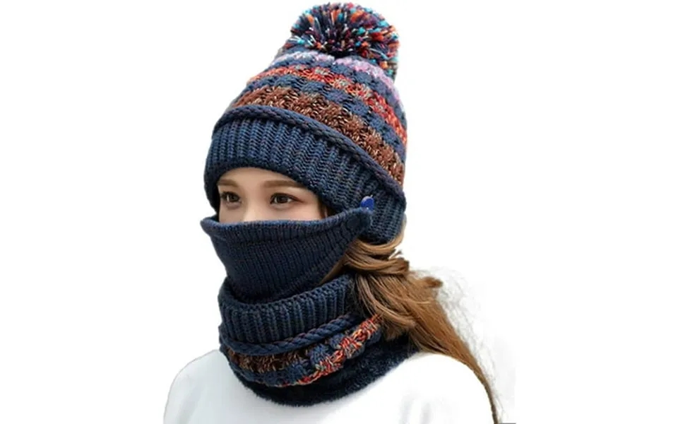 Grnshts Womens Beanie Hat Scarf Set Girls For Winter Slouchy Knit Skull Cap Neck Warmer Fleece Lined Pom