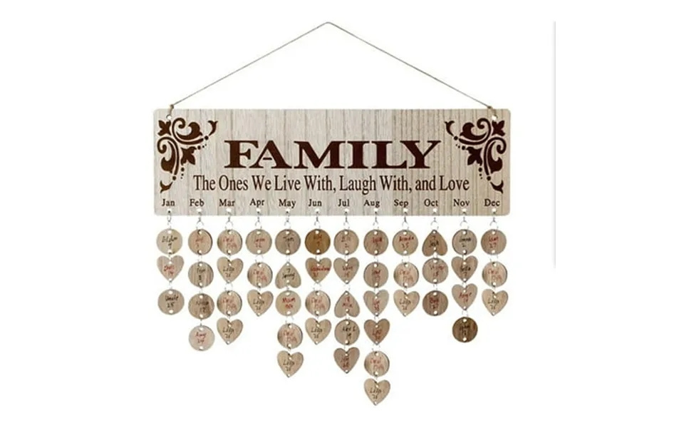 Grnshts Wooden Calendar Pendant Wooden Birthday Plaque Reminder Board Sign Family Creative Diy Calendar Decors