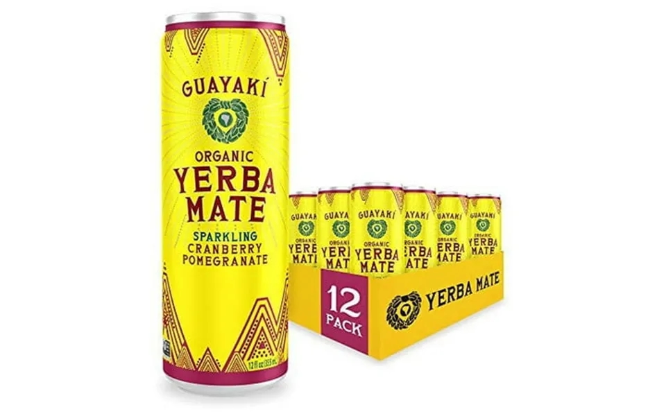 Guayaki Yerba Mate Sparkling Clean Energy Drink Alternative Organic Cranberry Pomegranate 12oz Cans Pack Of 12 80mg Caff