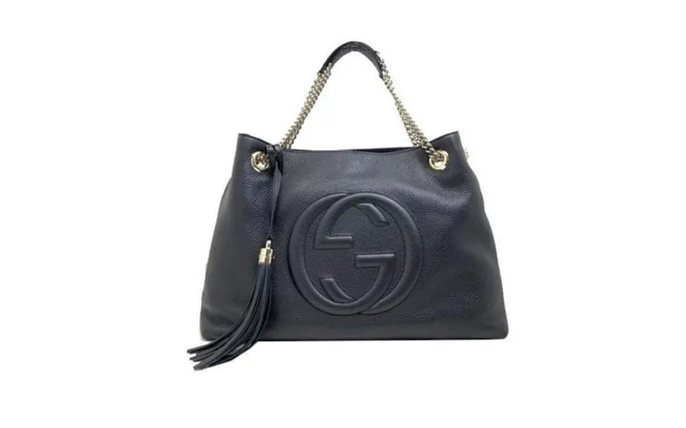Gucci Soho Black Cellarius Gg Logo Leather Chain Bag