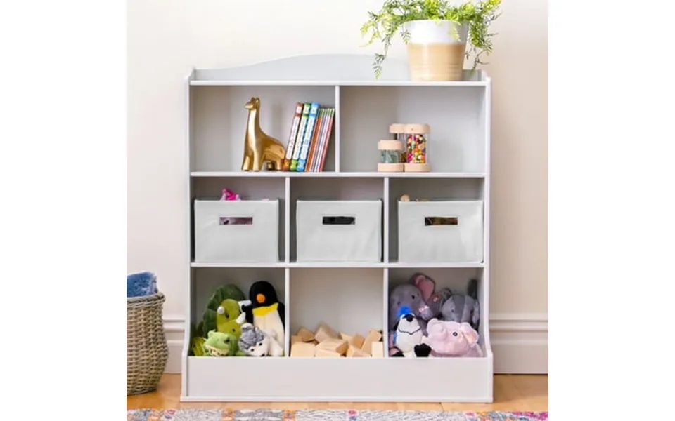 Guidecraft Kids Toy Storage Organizer - Gray Children S Wooden Playroom Bookshelf Clothing And Toy Organizer With Storag