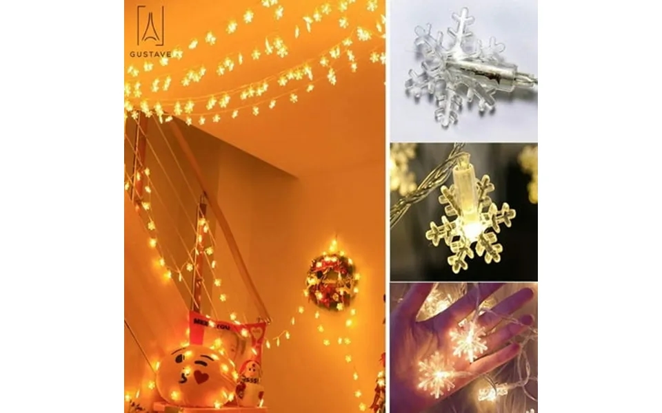 Gustave 19.69ft Christmas Snowflake String Lights Battery Powered Waterproof 40leds Fairy Lights For Xmas Garden Party D