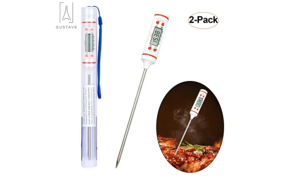 Gustave 2-pack Digital Electronic Food Thermometer Long Probe Digital Instant Read Meat Thermometer For Grilling Smoker