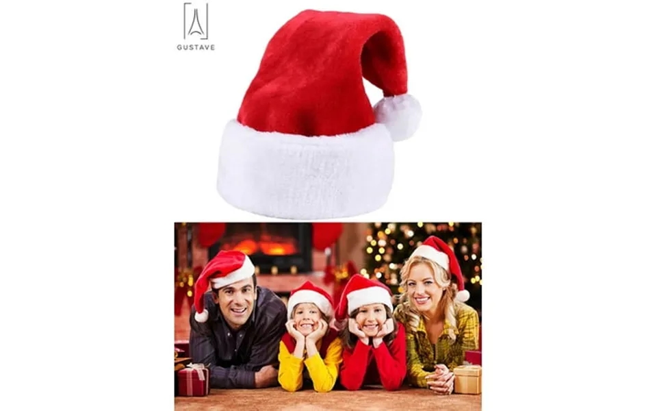 Gustave Christmas Hats Traditional Red And White Plush Extra Thicken Santa Claus Hat For Christmas New Year Festive Holi