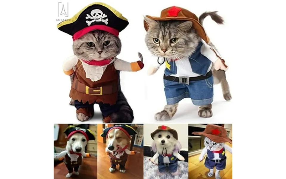 Gustave Halloween Dog Cat Costume Suit Caribbean Pirate Pet Clothes For Small Dogs & Cats Dressing Up Party Apparel Clot