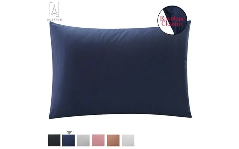 Gustave Pillowcases Set Of 1 With Envelope Closure Ultra Soft Pure Cotton Bed Pillow Covers Queen Navy