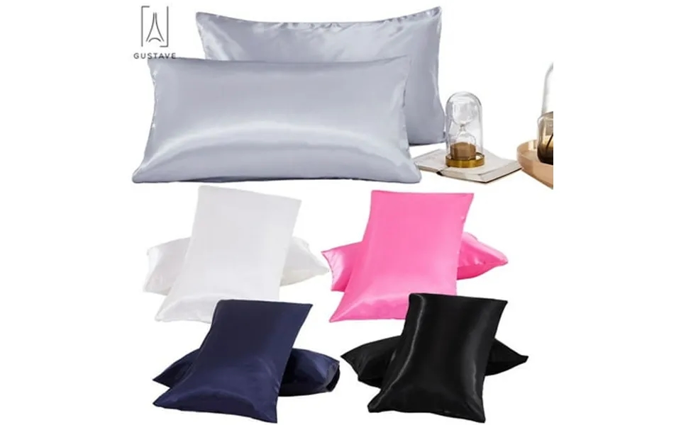 Gustave Satin Silk Pillowcase For Hair And Skin Health Both Sides Silk Pillow Cover With Envelope Closure White Queen