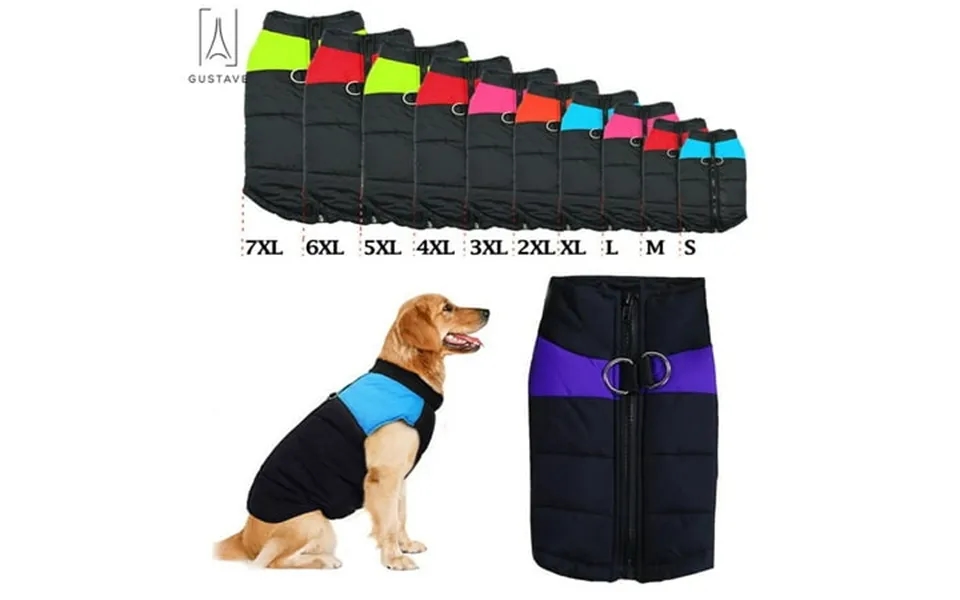 Gustave Waterproof Warm Dog Clothes For Winter Pet Coat Protection Down Dog Vest For Medium Dogs 15lb-66lb 3xl Purple