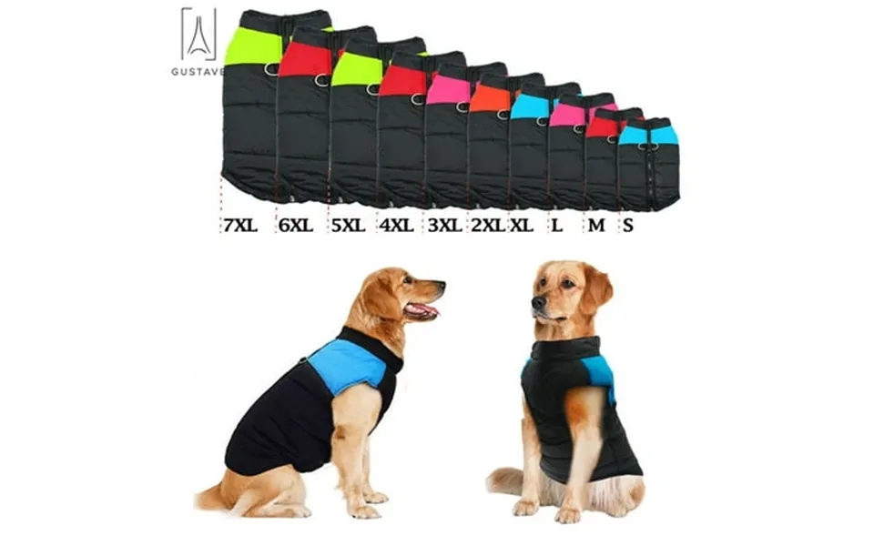 Gustave Waterproof Warm Dog Clothes For Winter Pet Coat Protection Down Dog Vest For Medium Dogs 15lb-66lb 4xl Blue