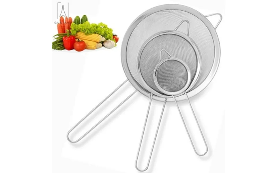 Gustavedesign 3.4 Stainless Steel Fine Mesh Strainers Colander Sieve Sifters With Long Handle For Kitchen Food Tea Coffe