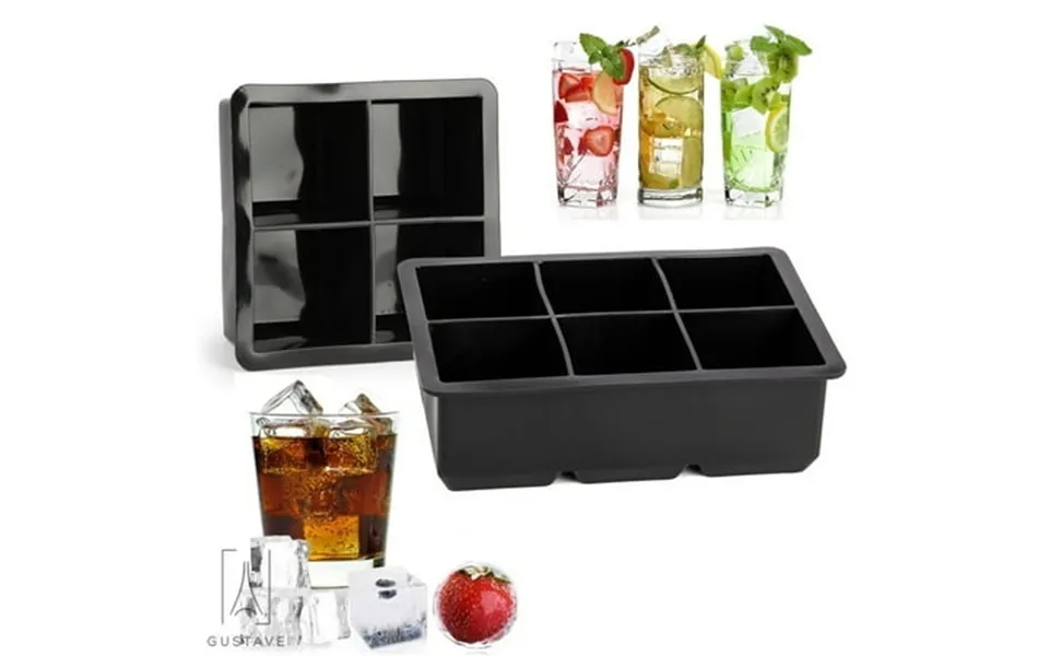 Gustavedesign Ice Cube Trays Large Silicone Ice Maker Molds For Whiskey And Cocktails 4 Slot Block