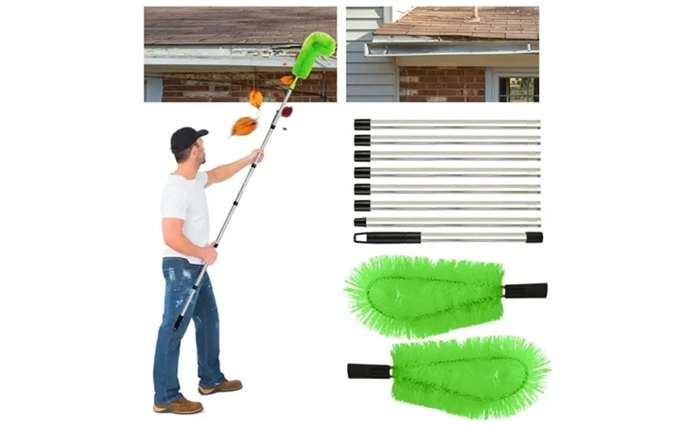 Gutter Cleaning Brush Roofing Tool With 8pcs Telescopic Extendable Pole 10
