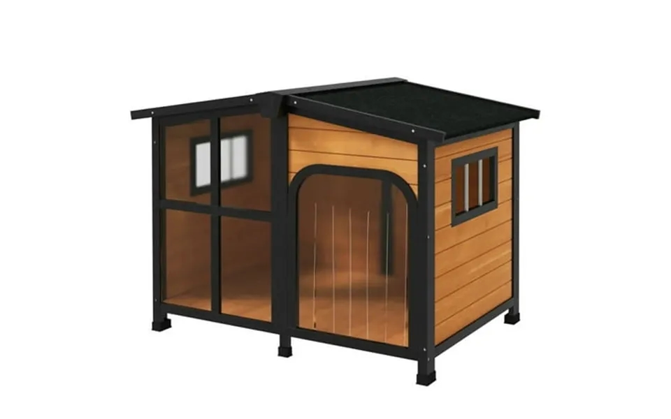 Gvn Dog House Dog Shelter Cabin-style Wooden Dog House For Large Dogs With Openable Roof & Giant Window Yellow