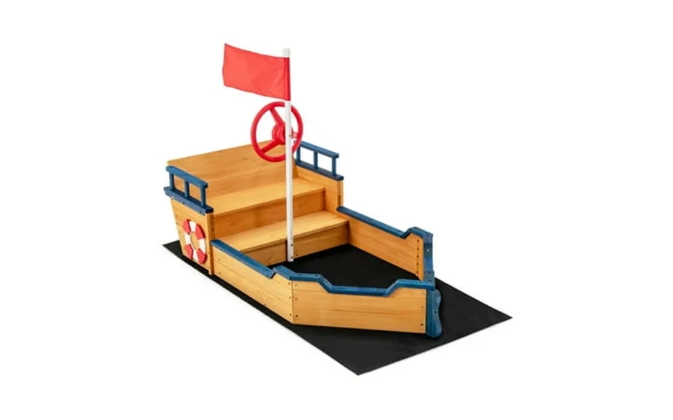 Gvn Kids Pirate Boat Wooden Sandbox Children Outdoor Playset Backyard Sandbox Kid S Outdoor Furniture Honey Gift For Age