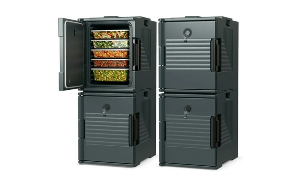 Gymax 4 Pack End Loading Insulated Food Pan Carrier Hot & Cold 6 Pan Capacity W Handle