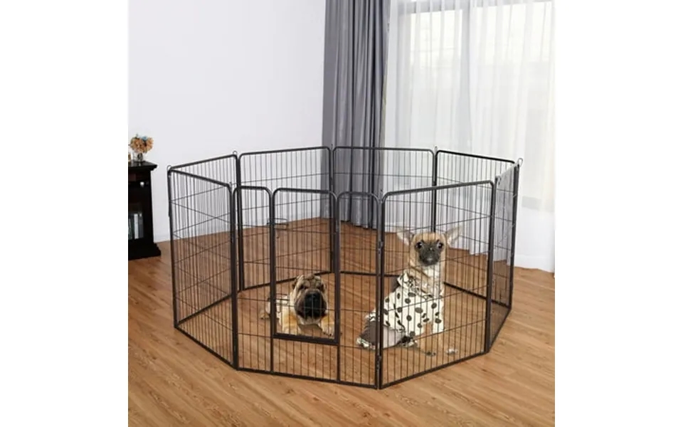 Gymax 40 8 Metal Panel Heavy Duty Pet Playpen Dog Exercise Pen Cat Fence Safety Gate