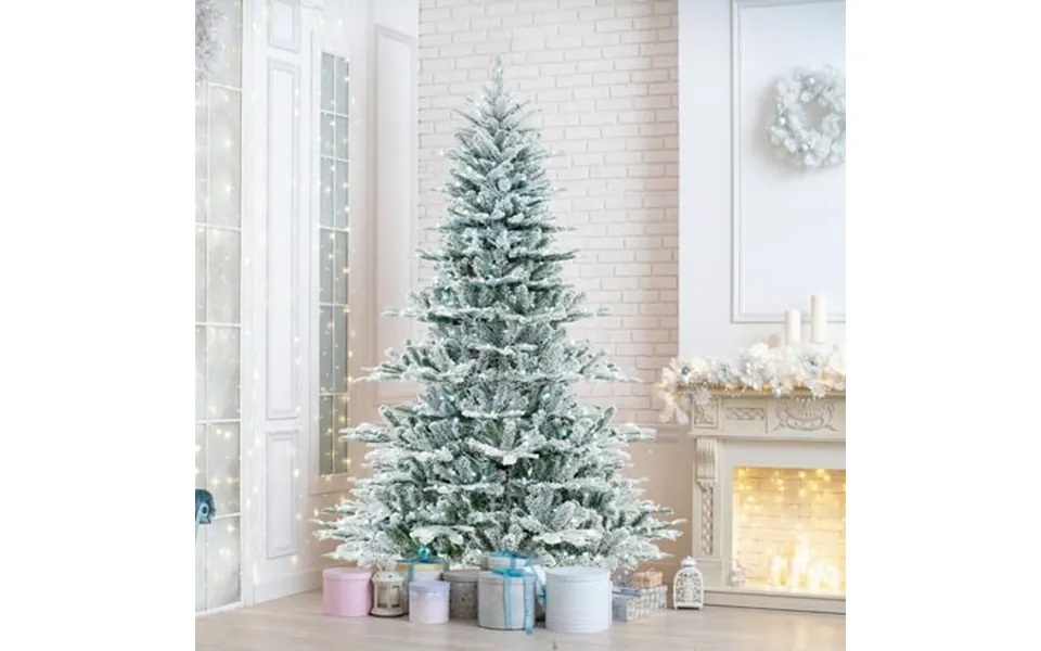 Gymax 7 Ft Snow Flocked Artificial Christmas Tree W 1119 Pvc & Pe Tips 620 Led Lights