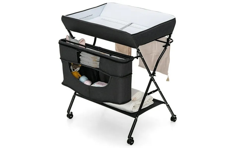 Gymax Baby Changing Table Portable Newborn Nursery Organizer Adjustable Height W Wheel