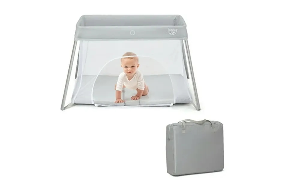 Gymax Foldable Baby Playpen Playard Lightweight Crib W Carry Bag For Infant Gray