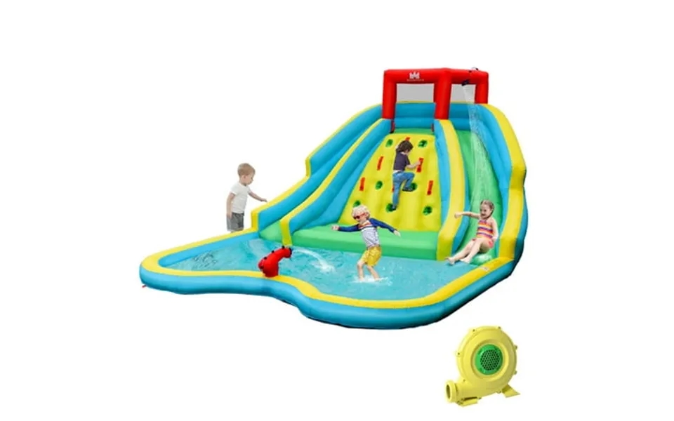 Gymax Inflatable Mighty Water Park Bouncy Splash Pool Climbing Wall W 735w Blower