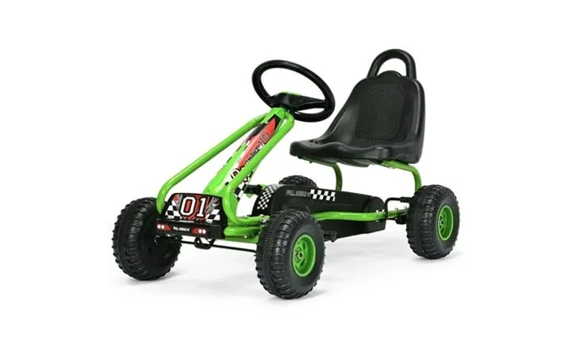 Gymax Kids Pedal Go Kart 4 Wheel Ride On Toys W Adjustable Seat & Handbrake Green product image