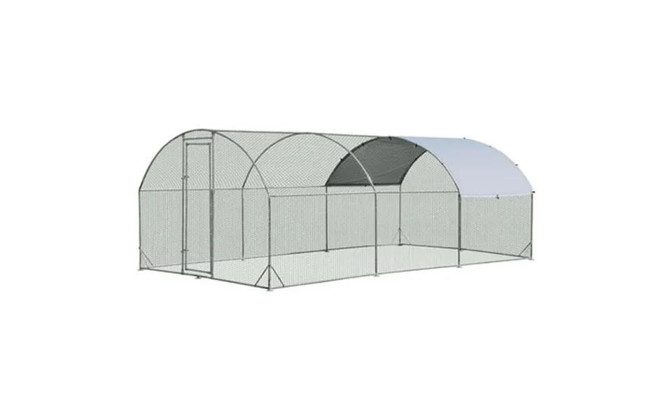 Gymax Large Metal Chicken Coop Outdoor Galvanized Dome Cage W Cover 9 Ft X 19 Ft