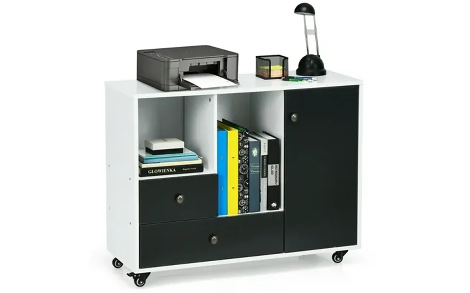 Gymax Lateral Mobile Filing Cabinet Large Printer Stand W 2 Drawers