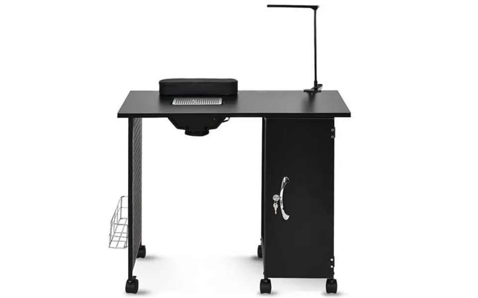 Gymax Manicure Nail Table Station Black Steel Frame Beauty Spa Salon Equipment Drawer