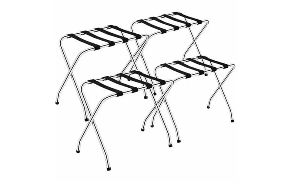 Gymax Set Of 4 Folding Luggage Rack Chromed Metal Suitcase Holder Shelf For Home Hotel