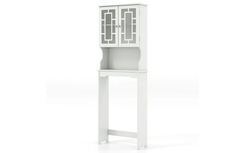 Gymax White Bathroom Over The Toilet Space Saver Storage Cabinet Organizer Shelf