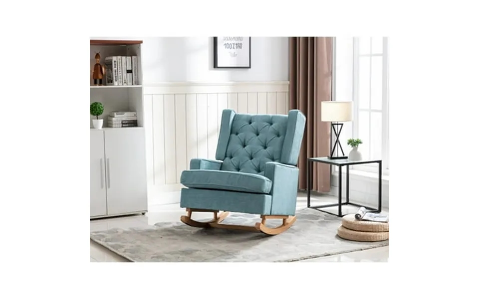 Gzxs Nursery Rocking Chairs Upholstered Fabric Nursery Arm Chairs Tall Back Nursing Rocker Glider Chair Living Room Mint
