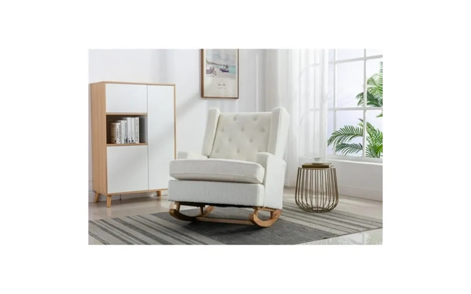 Gzxs Nursery Rocking Chairs Upholstered Fabric Nursery Arm Chairs Tall Back Nursing Rocker Glider Chair Living Room Whit