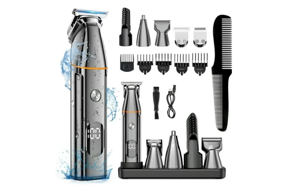 Hair Clipper For Men 5-in-1 Cordless Nose Beard Trimmers Professional Haircutting & Grooming Kit Ipx7 Waterproof Face Bo