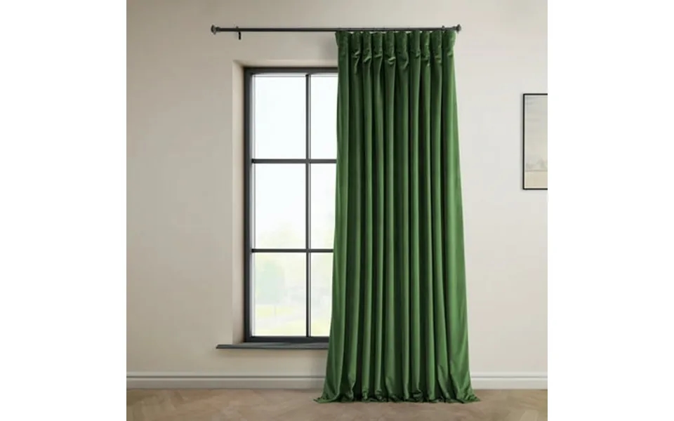 Half Price Drapes Eden Green Extra Wide Plush Velvet Room Darkening Curtains 1 Panel 100w X 108l