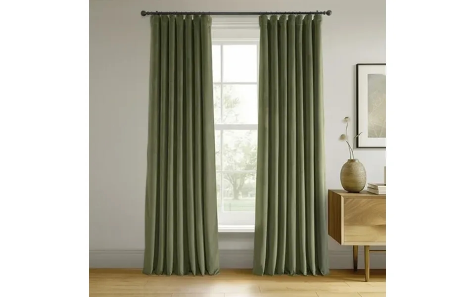 Half Price Drapes Signature Hunter Green Velvet Blackout Curtains For Bedrooms 1 Panel 50wx 120l