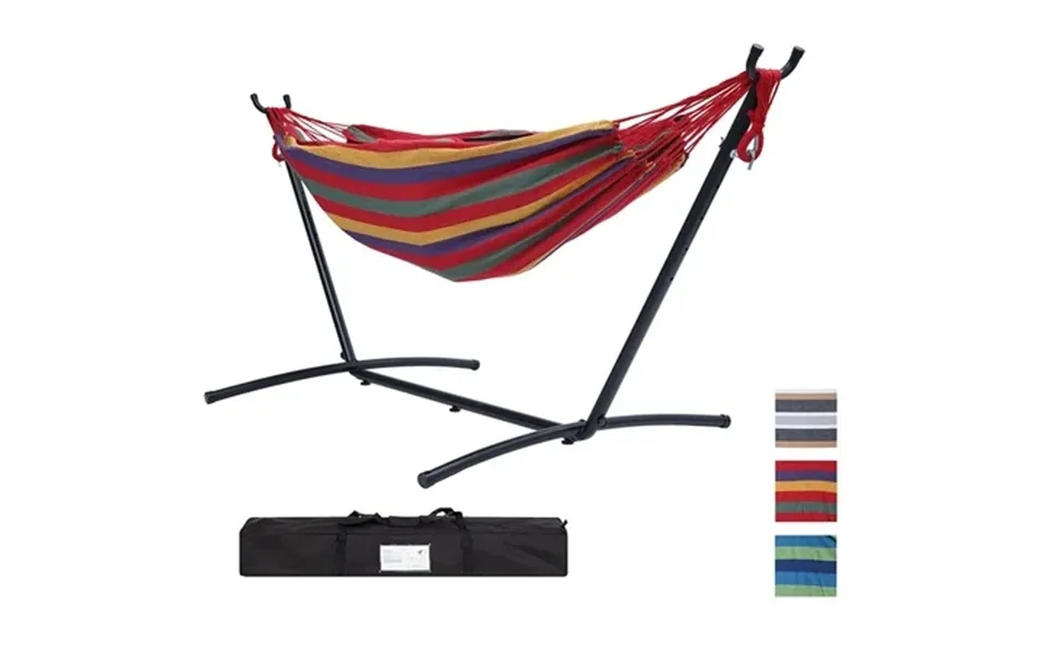 Hammock With Stand Brazilian Style Hammock Bed With 9.3ft Heavy Duty Steel Stand And Carrying Bag Portable Double Hammoc