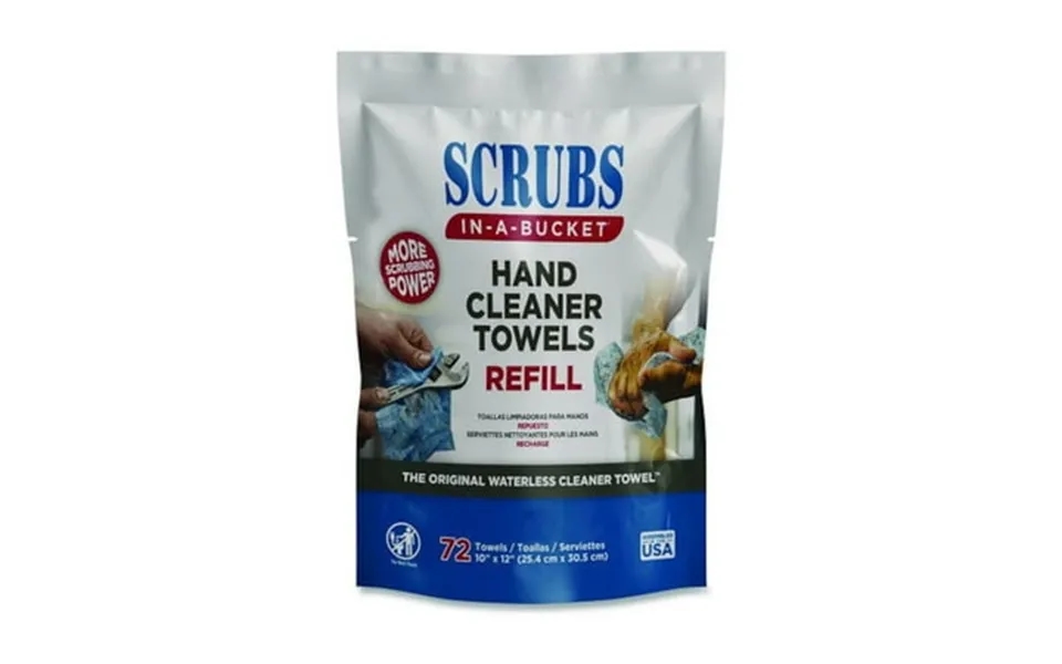 Hand Cleaner Towels Scrubs In-a-bucket Refill 1-ply 10 X 12 Citrus Blue White 72 Pack 6 Packs Carton