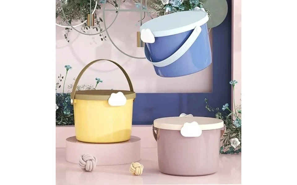 Handheld Bucket For Children S Toys Building Block Packaging Barrel Circular Storage Barrel Yellow