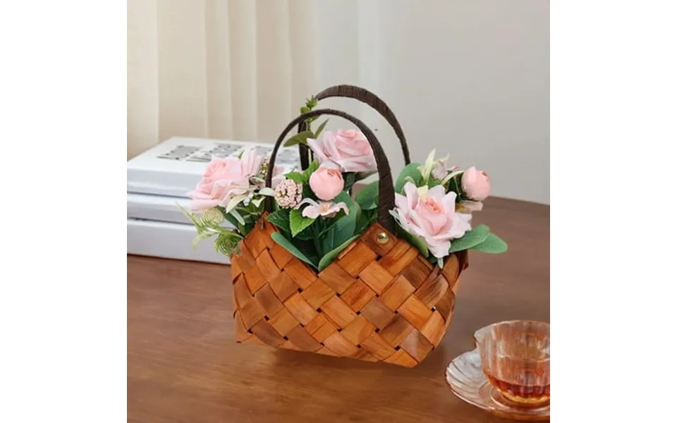 Handheld Flower Basket Simulation Flowers Decorative Ornaments Style Home Wedding Props Flowers Fresh Arrangements Flowe