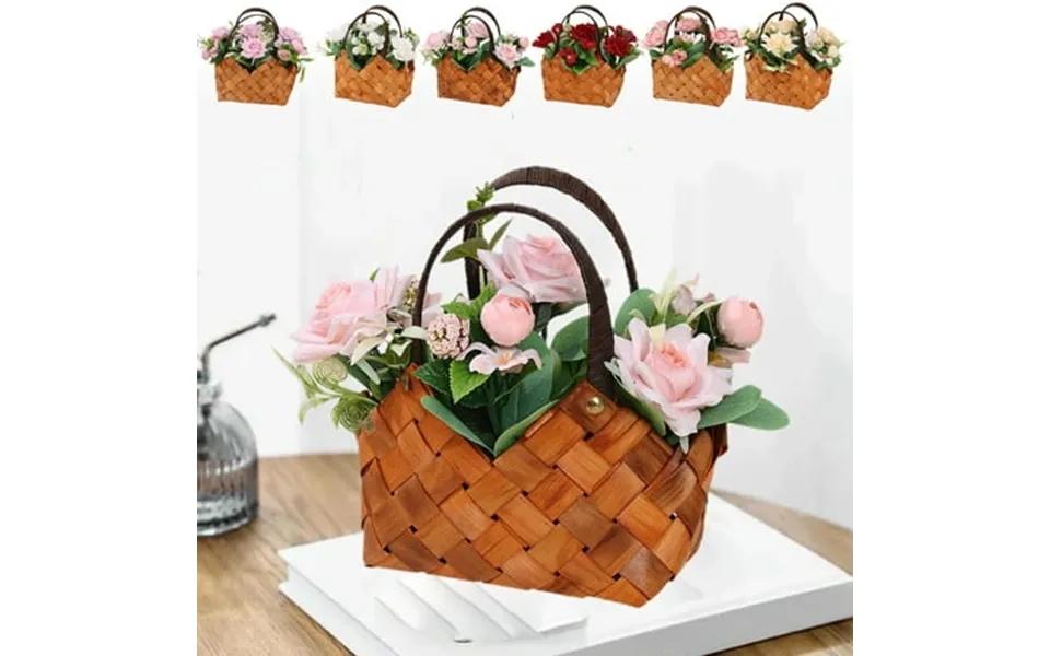 Handheld Flower Basket Simulation Flowers Decorative Ornaments Style Home Wedding Props Flowers Fresh Arrangements Flowe