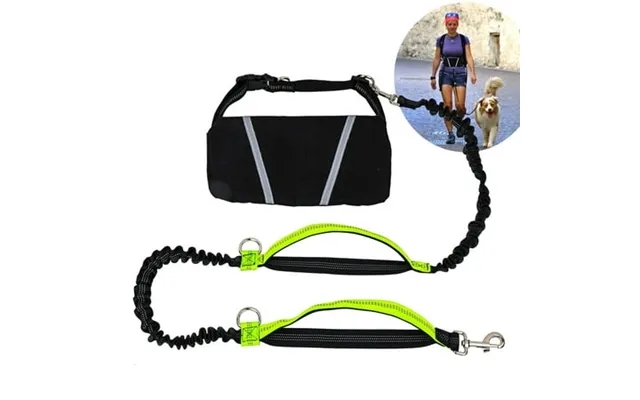 Hands Free Dog Leash For Running Jogging Walking With Zipper Pouch Retractable Bungee Dog Leash Belt With Dual Padded Ha product image