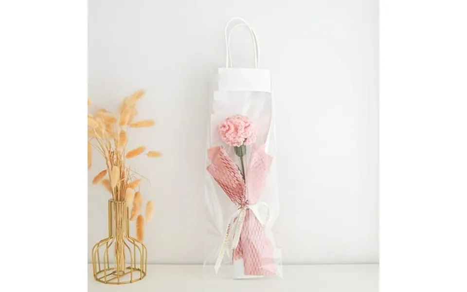 Handwoven Cotton Thread Carnation Bouquet Low-maintenance Art For Home Decor Pink Smile Home