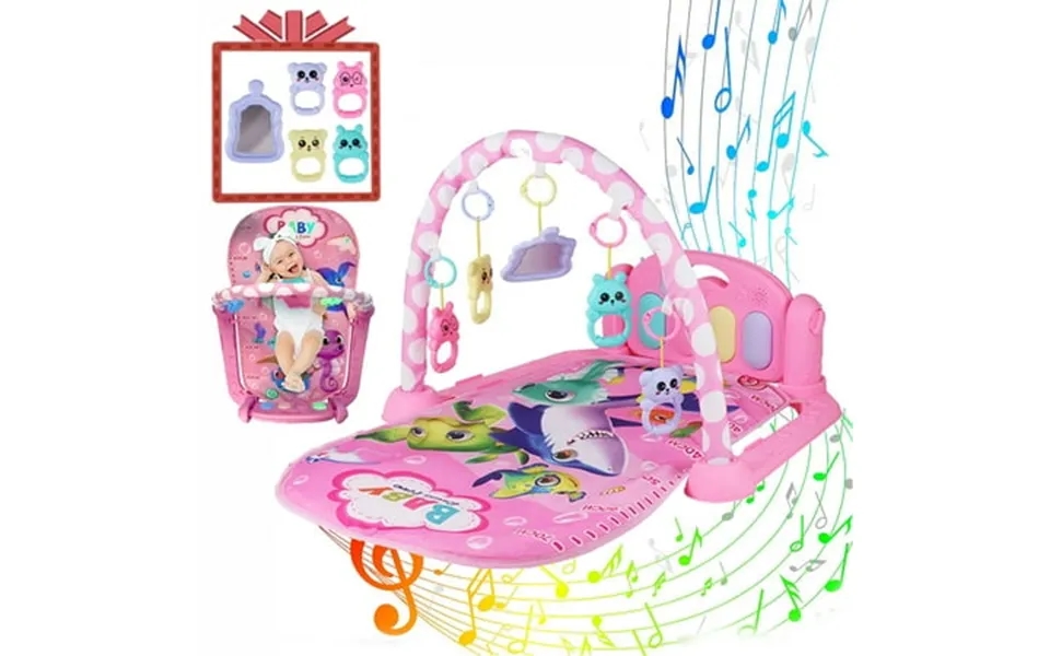 Haouucyin Baby Play Mat 3 In 1 Baby Activity Play Mat Infant Play Gym Kids Musical Play Crawling Mat Pink
