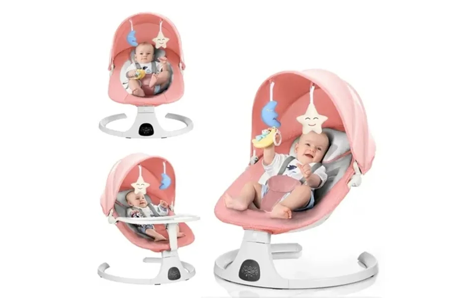 Haouucyin Baby Swing Infants Rocker With 5 Swing Speeds 3 Seat Positions Bluetooth Music Pink