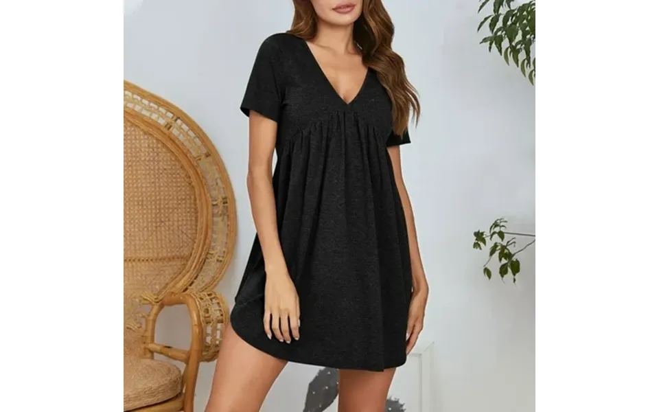 Haoxianjian Pajamas For Women Short Sleeves Nightgown V-neck Full Slip Soft Nightshirt Sleep Short Dress Chemise Sleepwe